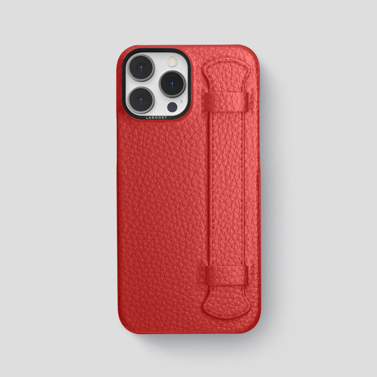 Red iPhone 13 Pro Max Strap Case Calf with Black Metal -1 | Red-Black
