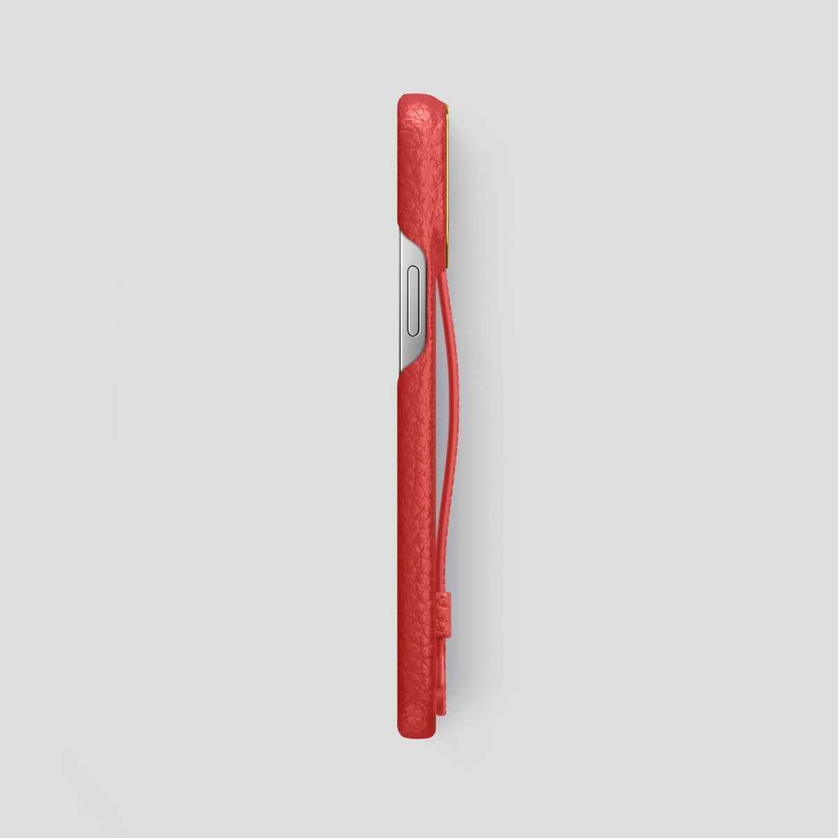 Red iPhone 13 Pro Max Strap Case Calf with Gold Metal -3 | Red-Gold