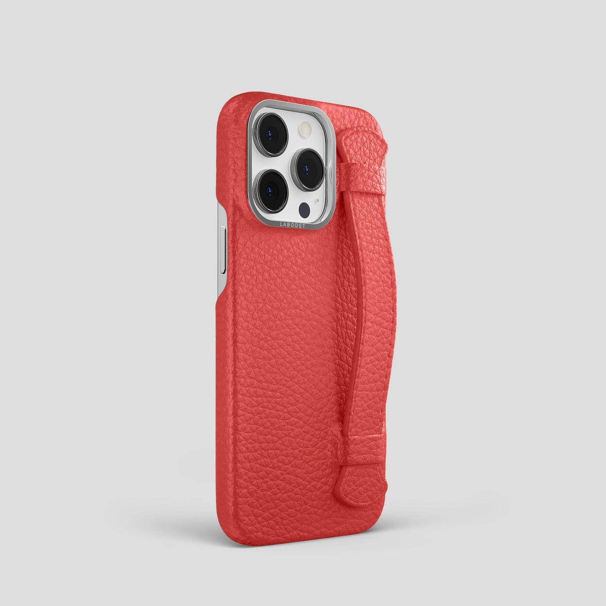 Red iPhone 13 Pro Strap Case Calf with Steel Metal -2 | Red-Steel