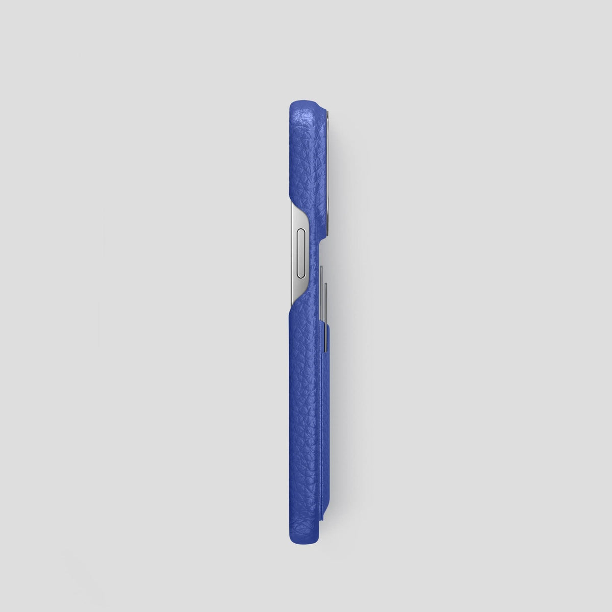 Royal Blue iPhone 13 Pro Card Case Calf with Steel Metal -3 | Royal-Blue-Steel