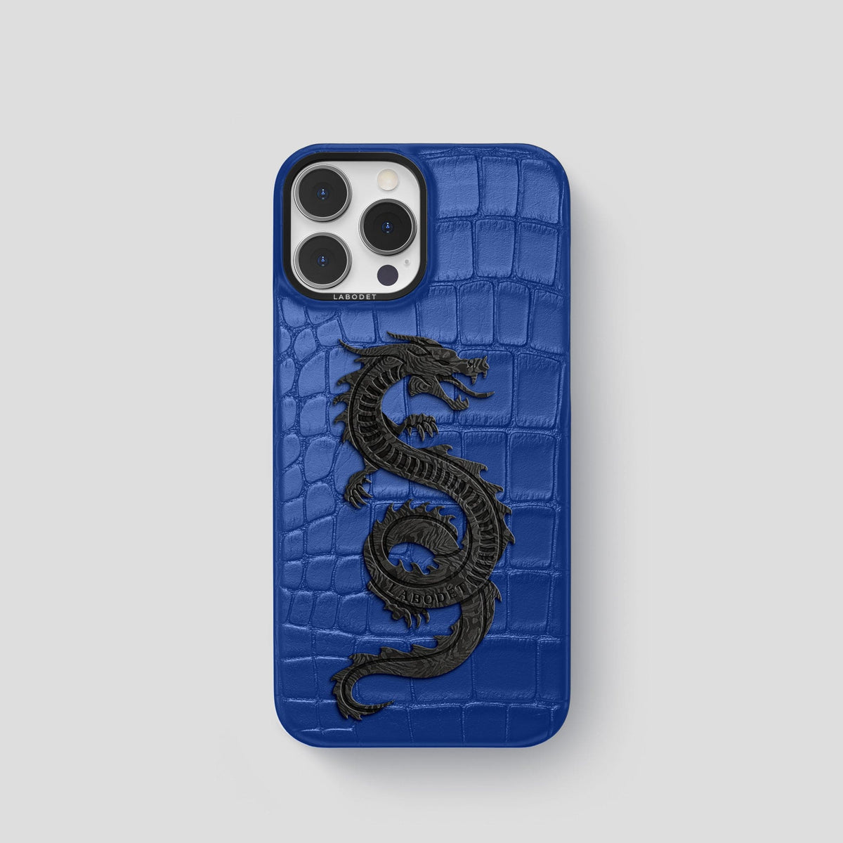 Royal Blue iPhone 13 Pro Classic Case Alligator with Black Metal -1 | Royal-Blue-Black