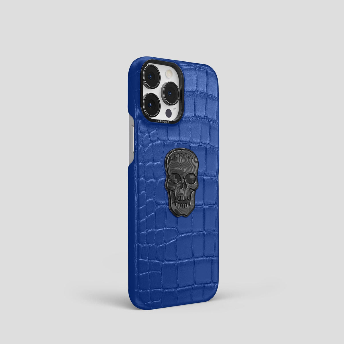 Royal Blue iPhone 13 Pro Classic Case Alligator with Black Metal -2 | Royal-Blue-Black