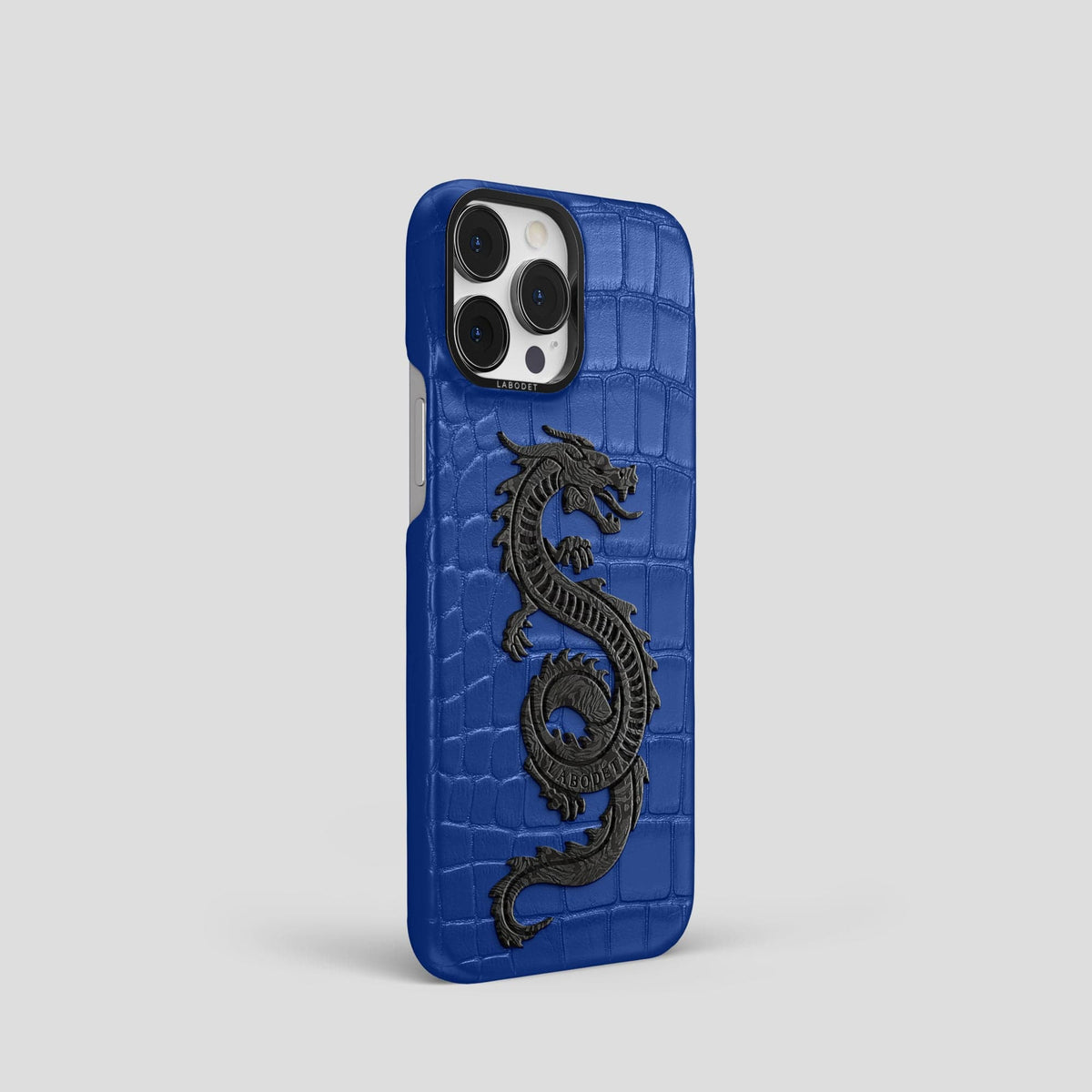 Royal Blue iPhone 13 Pro Classic Case Alligator with Black Metal -2 | Royal-Blue-Black