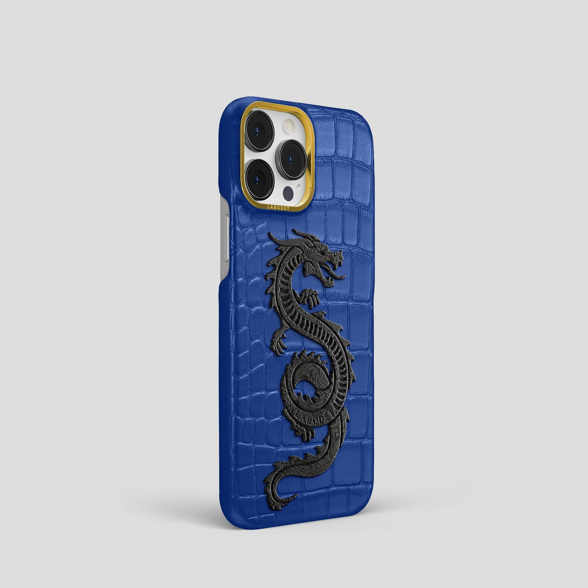 Royal Blue iPhone 13 Pro Classic Case Alligator with Gold Metal -2 | Royal-Blue-Gold