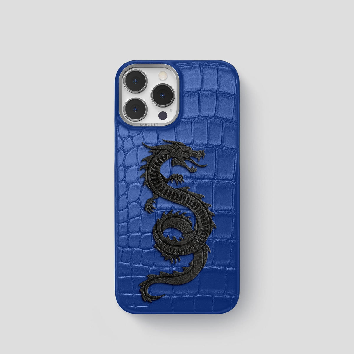 Royal Blue iPhone 13 Pro Classic Case Alligator with Steel Metal -1 | Royal-Blue-Steel