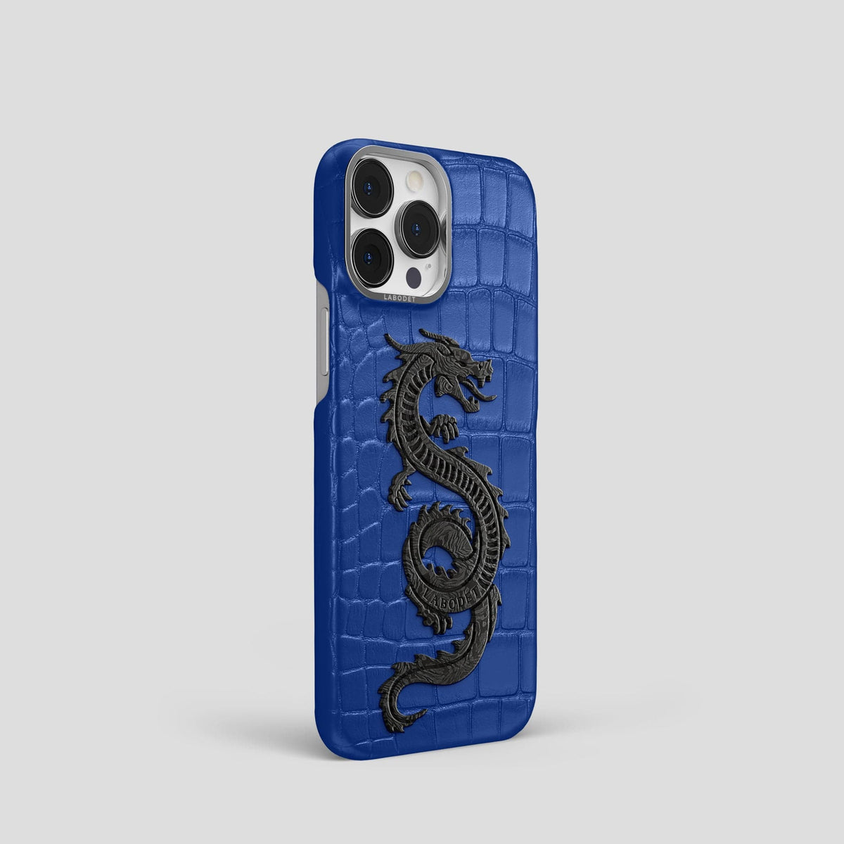 Royal Blue iPhone 13 Pro Classic Case Alligator with Steel Metal -2 | Royal-Blue-Steel