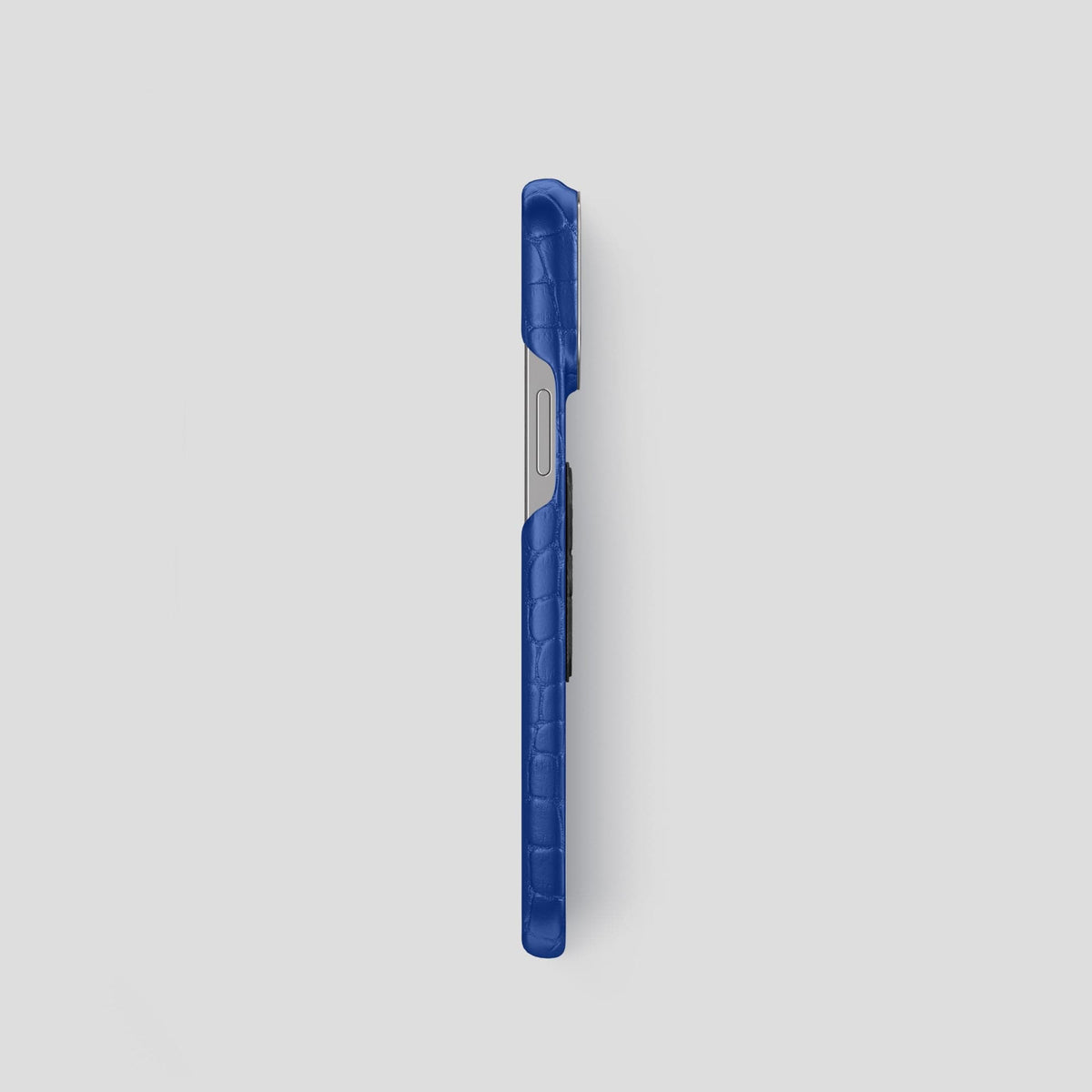 Royal Blue iPhone 13 Pro Classic Case Alligator with Steel Metal -3 | Royal-Blue-Steel