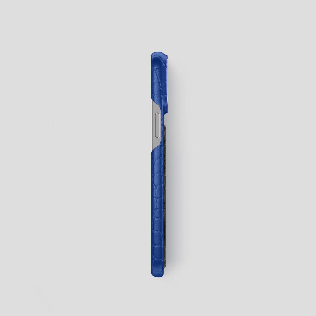Royal Blue iPhone 13 Pro Classic Case Alligator with Steel Metal -3 | Royal-Blue-Steel