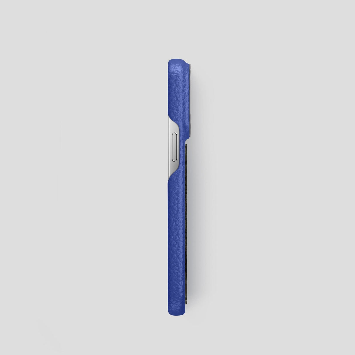 Royal Blue iPhone 13 Pro Classic Case Calf with Steel Metal -3 | Royal-Blue-Steel