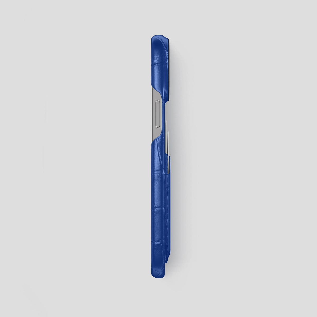 Royal Blue iPhone 13 Pro Max Card Case Alligator with Black Metal -3 | Royal-Blue-Black