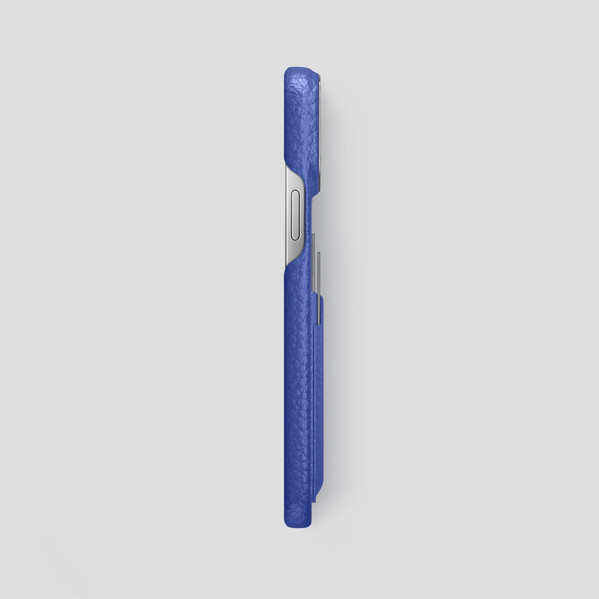 Royal Blue iPhone 13 Pro Max Card Case Calf with Steel Metal -3 | Royal-Blue-Steel