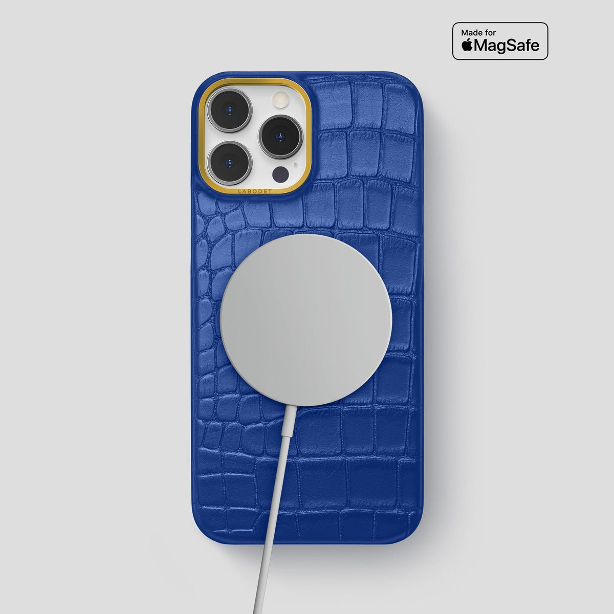 Royal Blue iPhone 13 Pro Max Classic Case Alligator with Gold Metal -4 | Royal-Blue-Gold