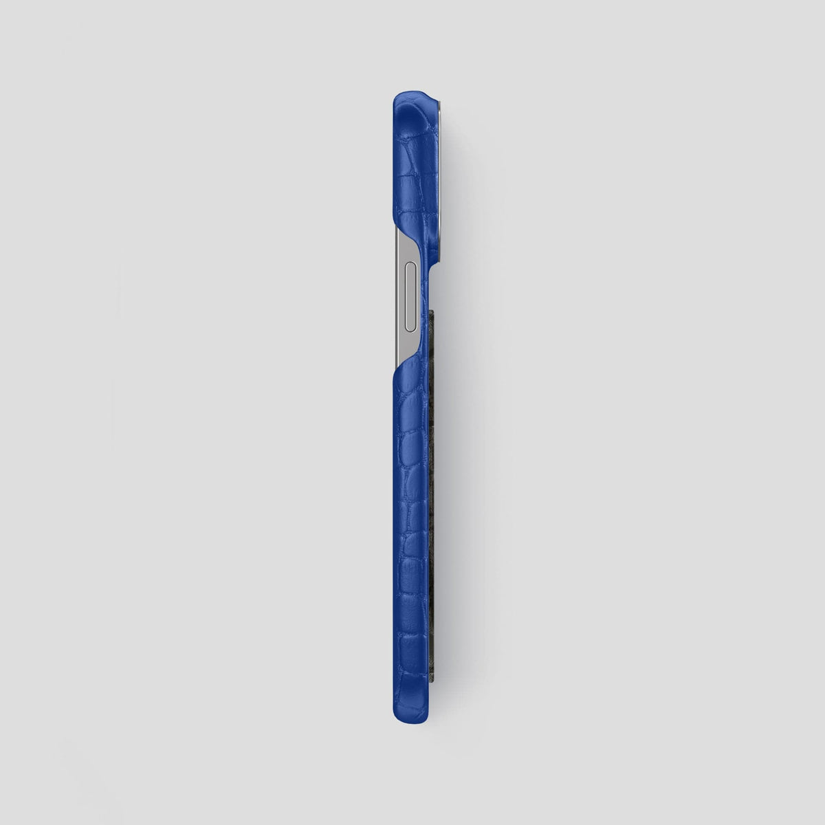 Royal Blue iPhone 13 Pro Max Classic Case Alligator with Steel Metal -3 | Royal-Blue-Steel