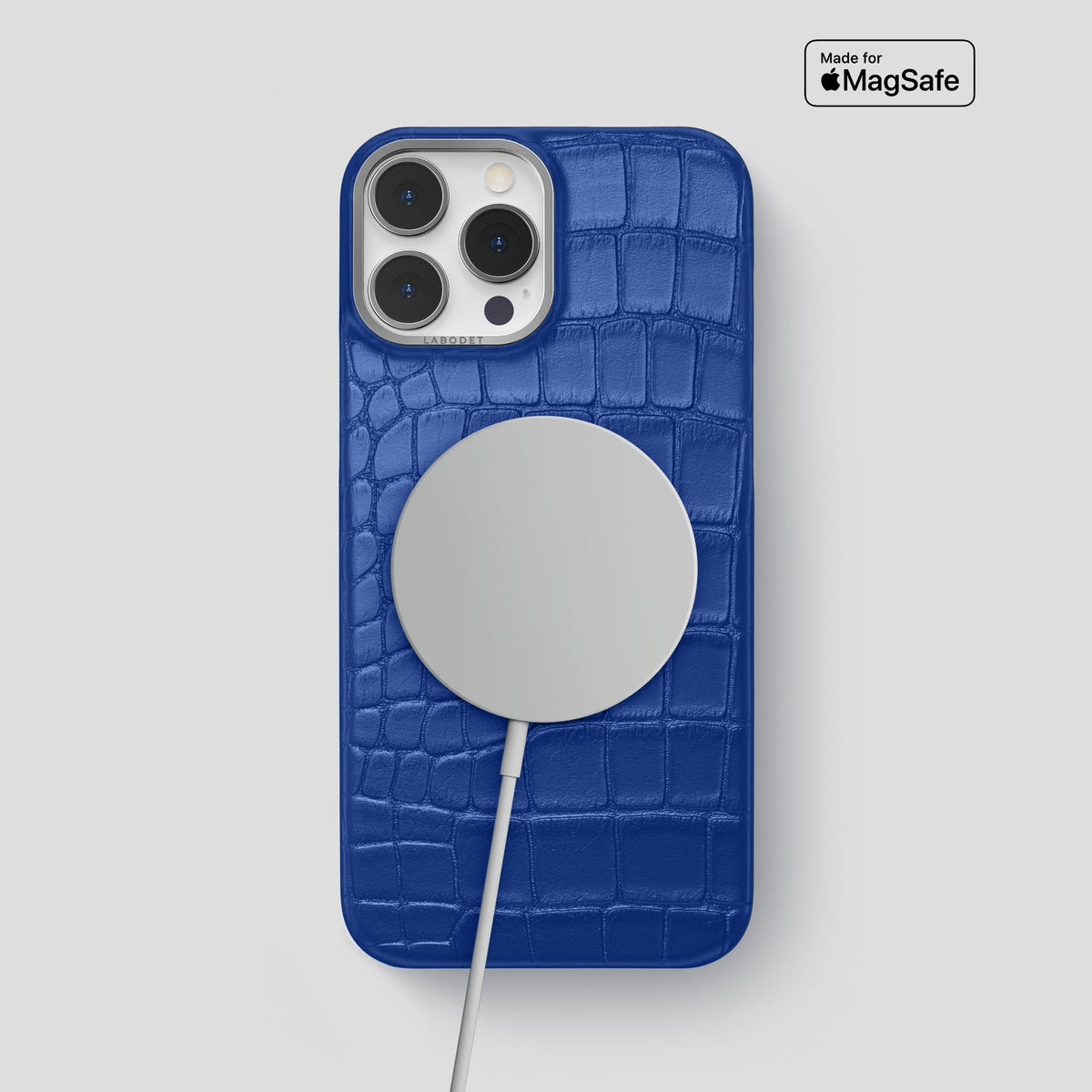 Royal Blue iPhone 13 Pro Max Classic Case Alligator with Steel Metal -4 | Royal-Blue-Steel