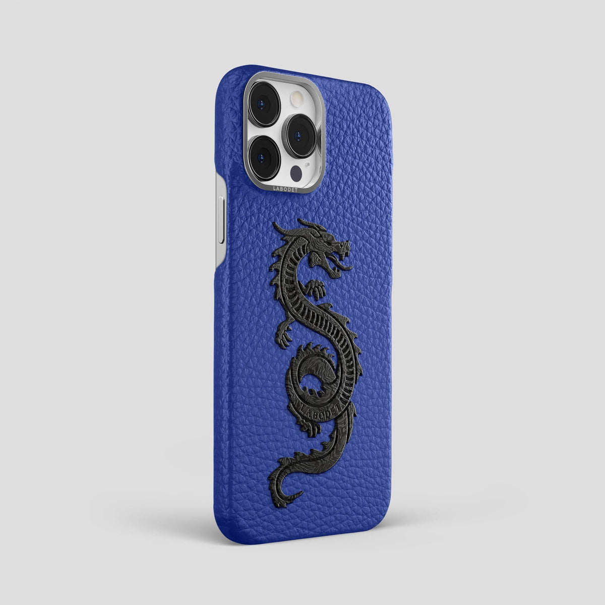 Royal Blue iPhone 13 Pro Max Classic Case Calf with Steel Metal -2 | Royal-Blue-Steel