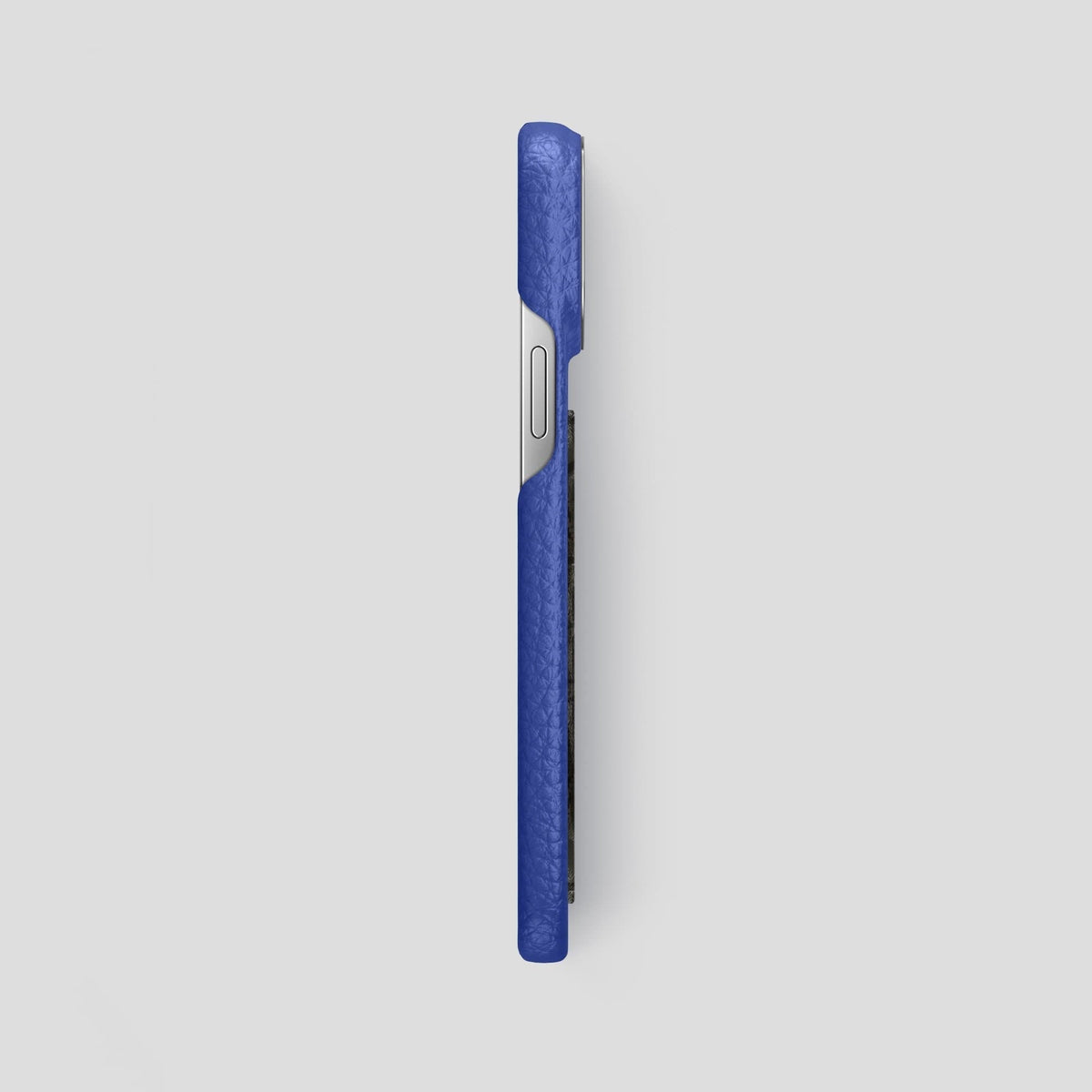 Royal Blue iPhone 13 Pro Max Classic Case Calf with Steel Metal -3 | Royal-Blue-Steel