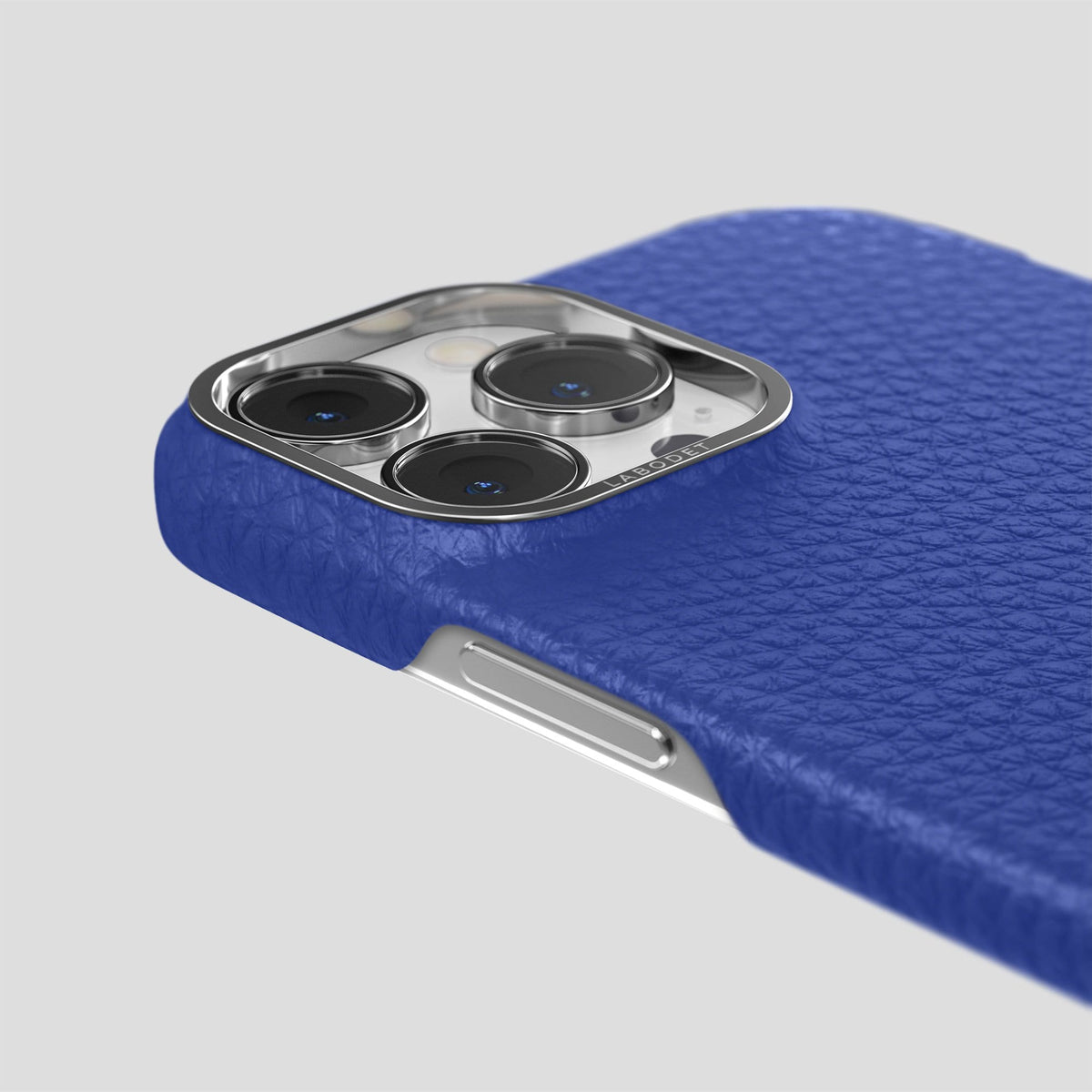 Royal Blue iPhone 13 Pro Max Classic Case Calf with Steel Metal -6 | Royal-Blue-Steel