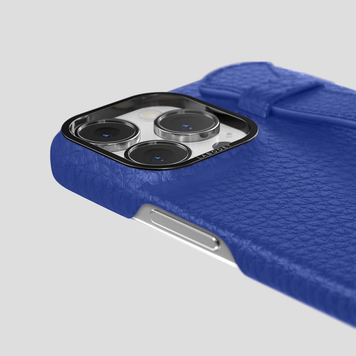Royal Blue iPhone 13 Pro Max Strap Case Calf with Black Metal -6 | Royal-Blue-Black
