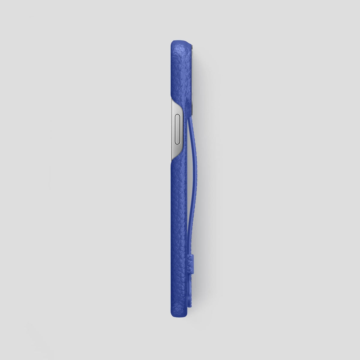 Royal Blue iPhone 13 Pro Max Strap Case Calf with Steel Metal -3 | Royal-Blue-Steel