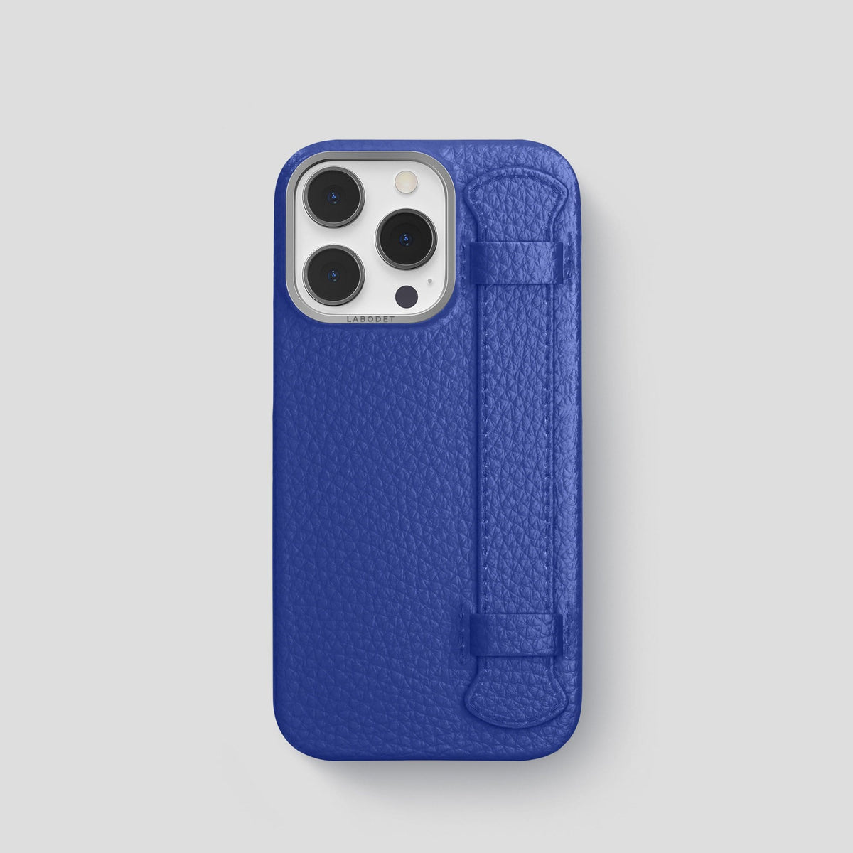 Royal Blue iPhone 13 Pro Strap Case Calf with Steel Metal -1 | Royal-Blue-Steel
