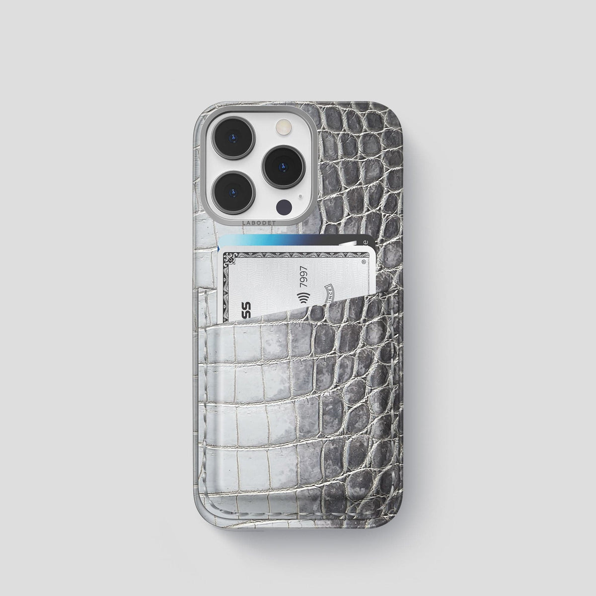 Silver iPhone 13 Pro Himalaya Card Case with Steel Metal -1 | Silver-Steel