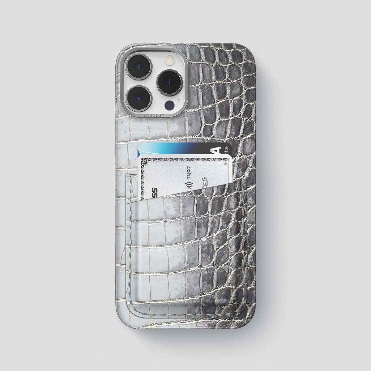 Silver iPhone 13 Pro Max Himalaya Card Case with Steel Metal -1 | Silver-Steel
