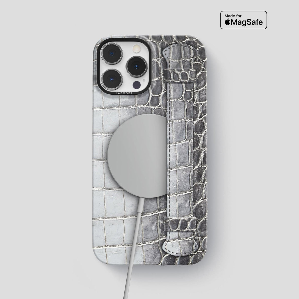 Silver iPhone 13 Pro Max Himalaya Strap Case with Black Metal -5 | Silver-Black