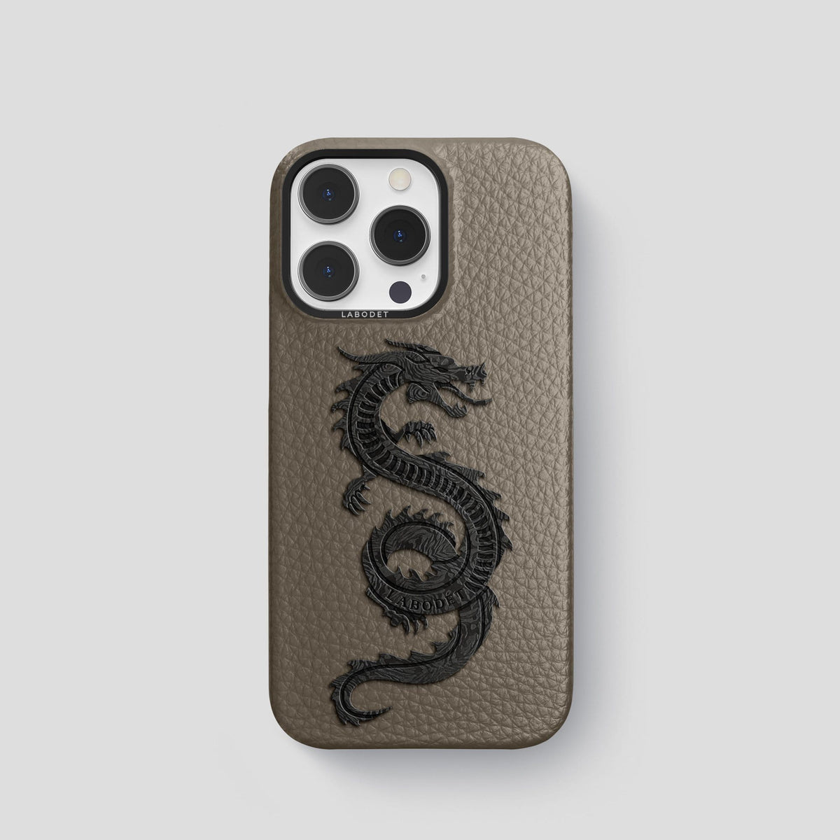 Taupe iPhone 13 Pro Classic Case Calf with Black Metal -1 | Taupe-Black