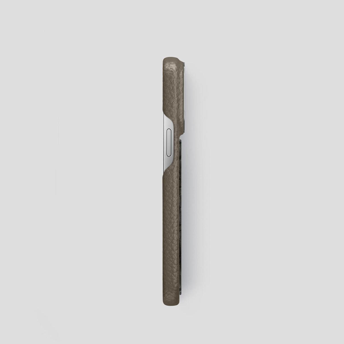 Taupe iPhone 13 Pro Classic Case Calf with Steel Metal -3 | Taupe-Steel