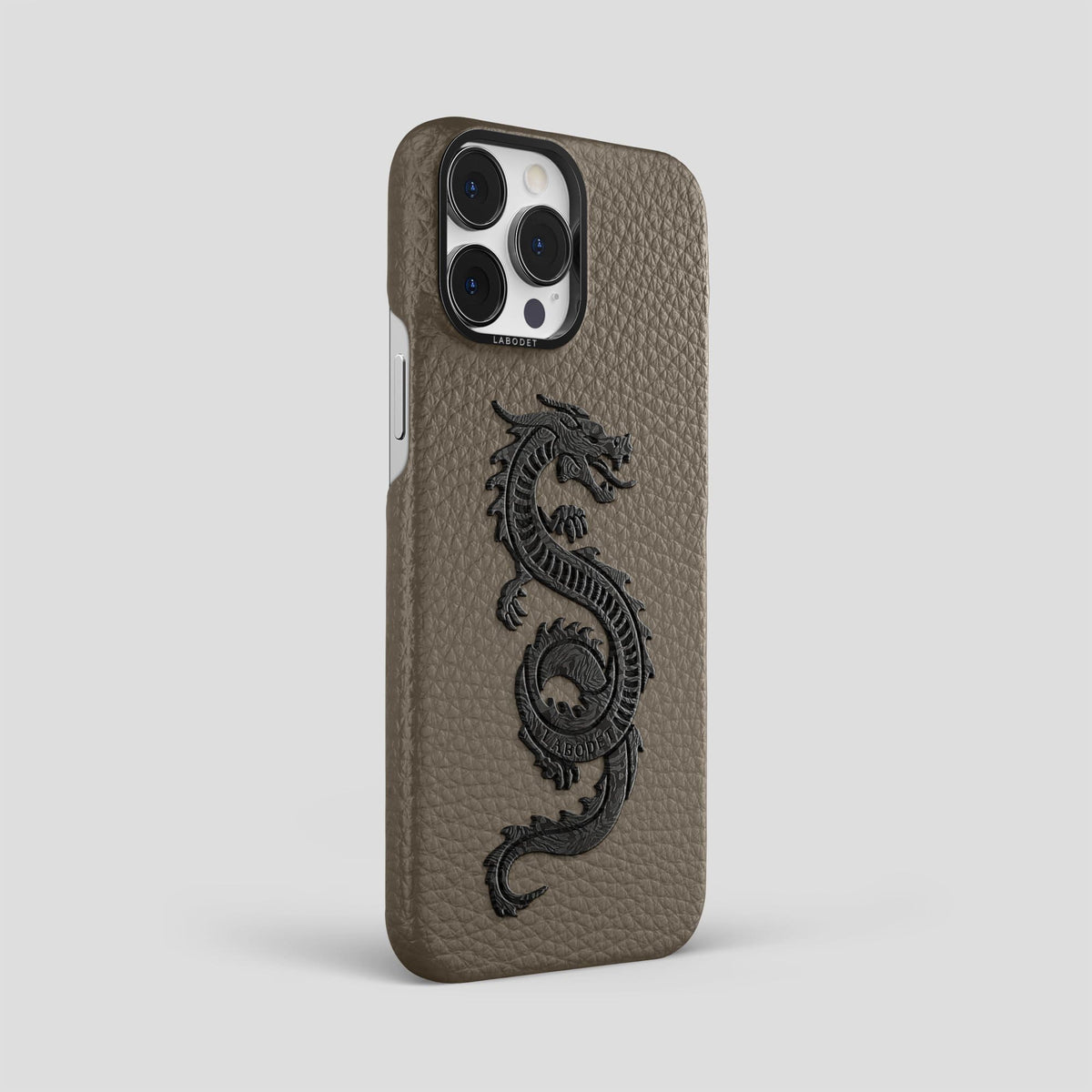 Taupe iPhone 13 Pro Max Classic Case Calf with Black Metal -2 | Taupe-Black