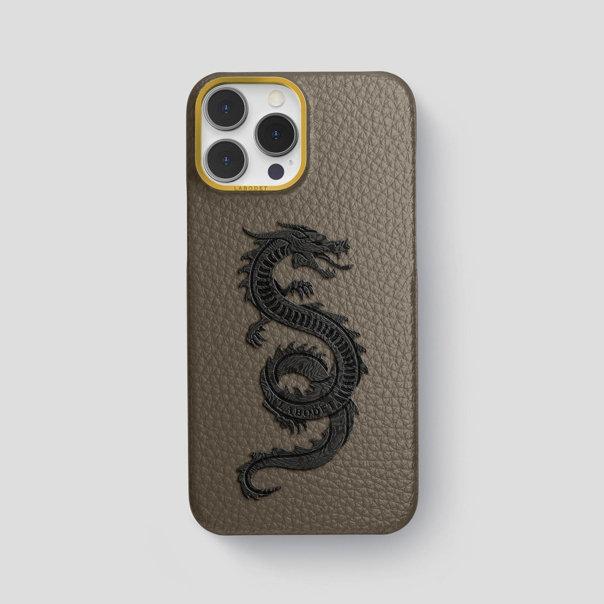 Taupe iPhone 13 Pro Max Classic Case Calf with Gold Metal -1 | Taupe-Gold