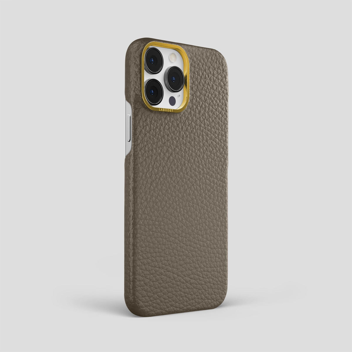 Taupe iPhone 13 Pro Max Classic Case Calf with Gold Metal -2 | Taupe-Gold