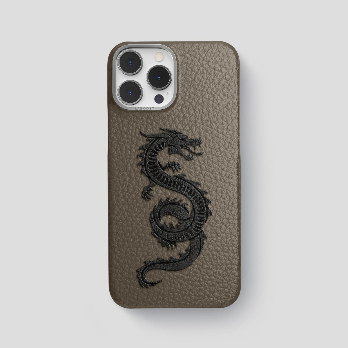 Taupe iPhone 13 Pro Max Classic Case Calf with Steel Metal -1 | Taupe-Steel