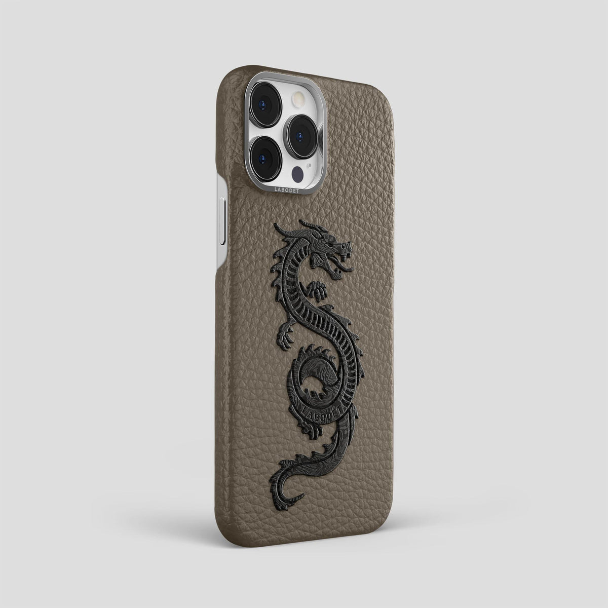 Taupe iPhone 13 Pro Max Classic Case Calf with Steel Metal -2 | Taupe-Steel