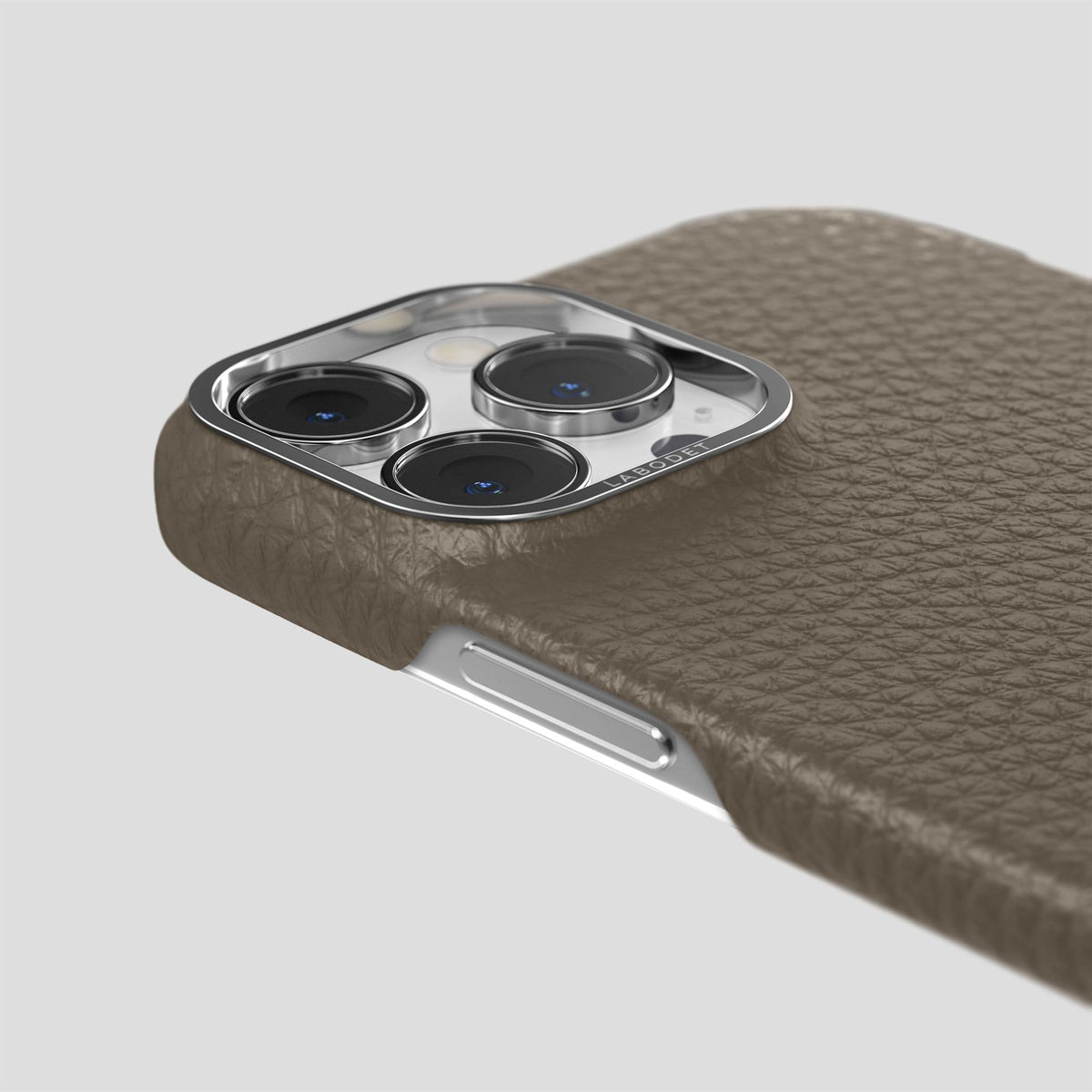 Taupe iPhone 13 Pro Max Classic Case Calf with Steel Metal -6 | Taupe-Steel