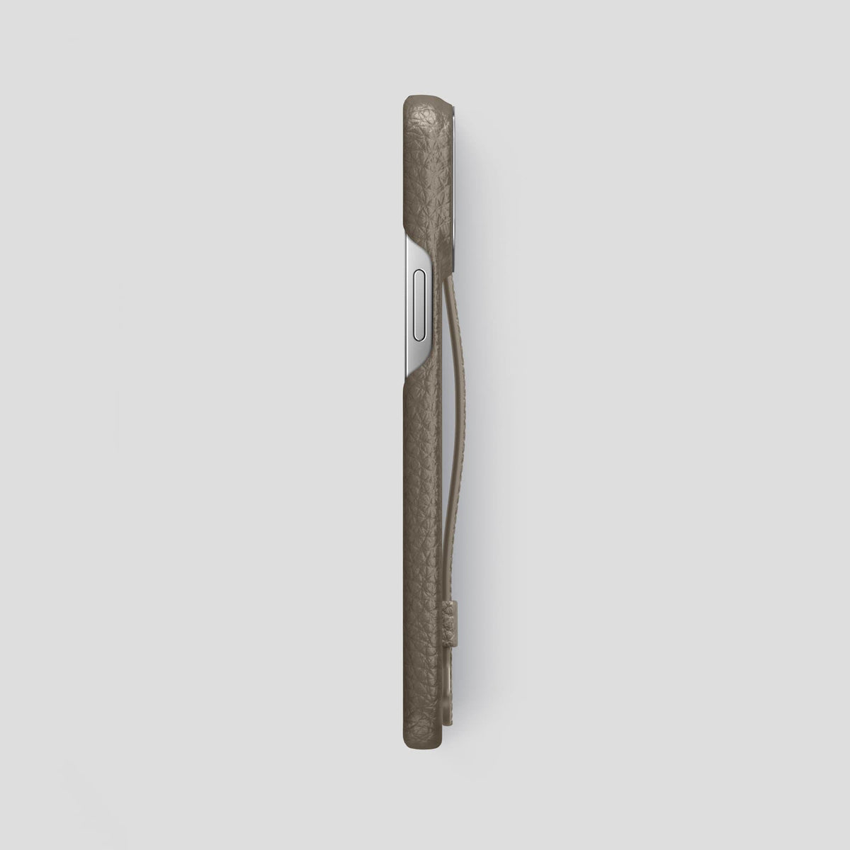 Taupe iPhone 13 Pro Max Strap Case Calf with Steel Metal -3 | Taupe-Steel