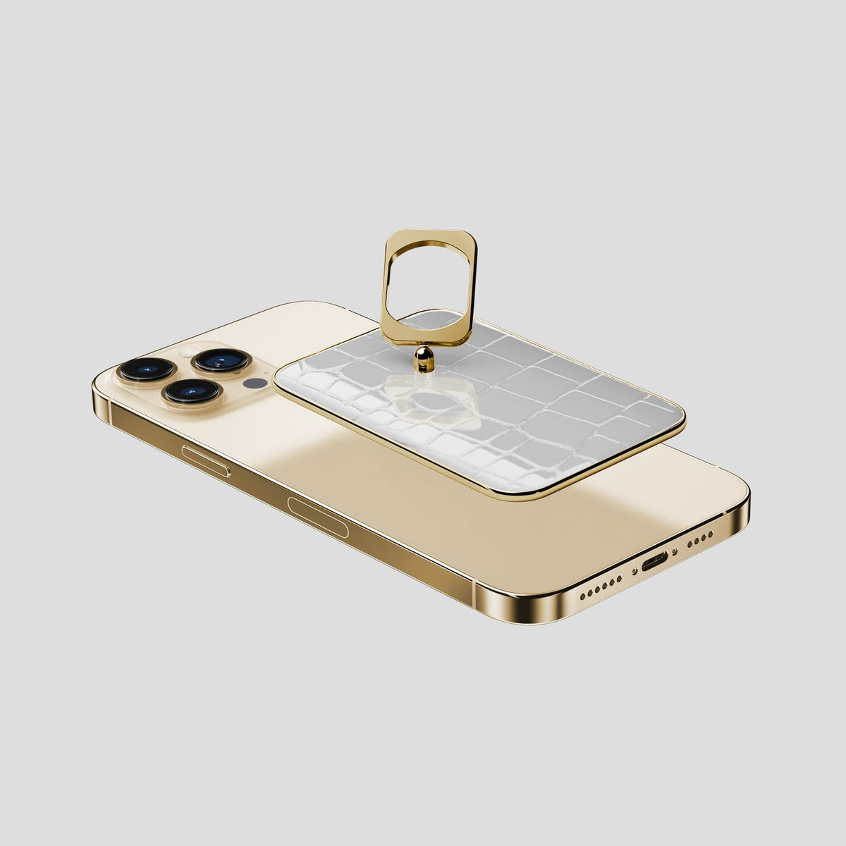 White MagSafe Ring iPhone 13 Pro Max with Gold Metal -4 | White-Gold