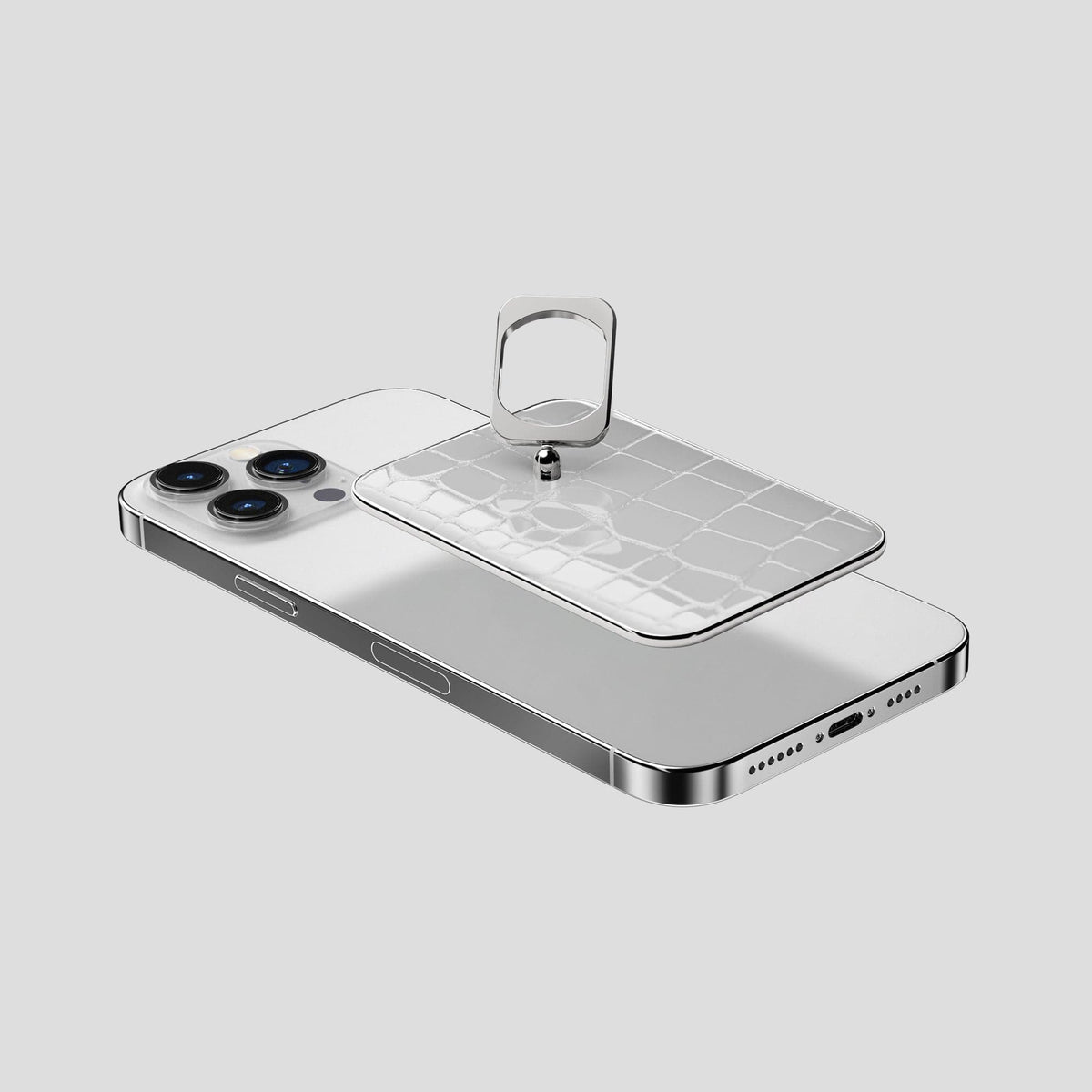 White MagSafe Ring iPhone 13 Pro Max with Steel Metal -4 | White-Steel