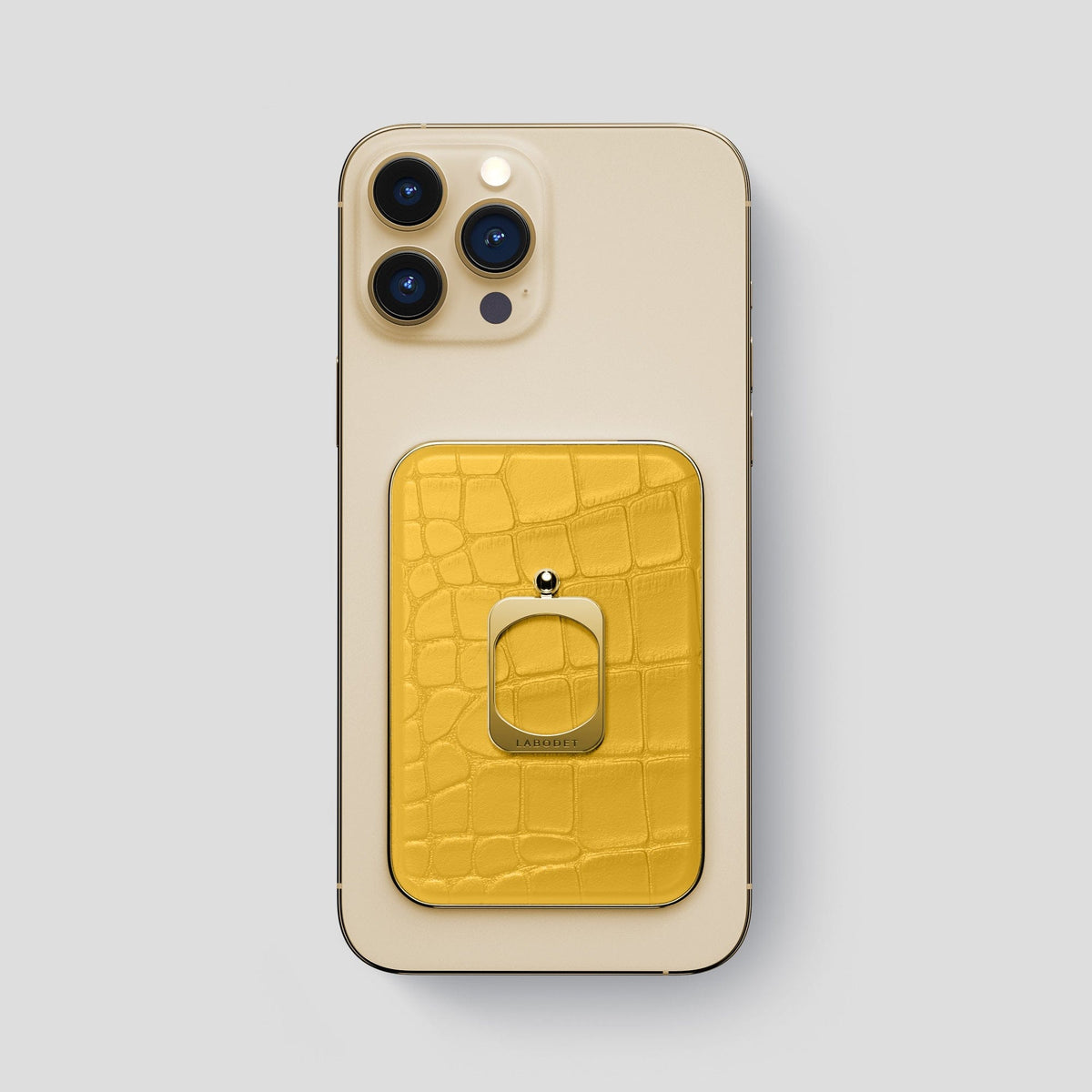 Yellow MagSafe Ring iPhone 13 Pro Max Alligator with Gold Metal -1 | Yellow-Gold