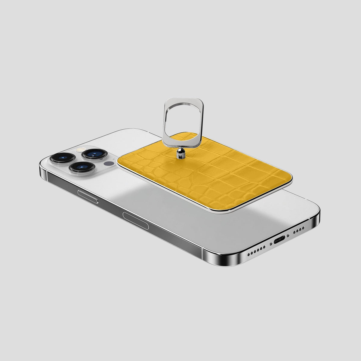 Yellow MagSafe Ring iPhone 13 Pro Max Alligator with Steel Metal -4 | Yellow-Steel