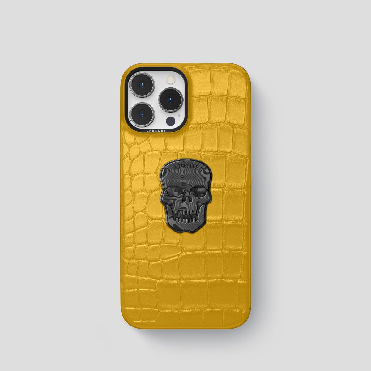 Yellow iPhone 13 Pro Classic Case Alligator with Black Metal -1 | Yellow-Black