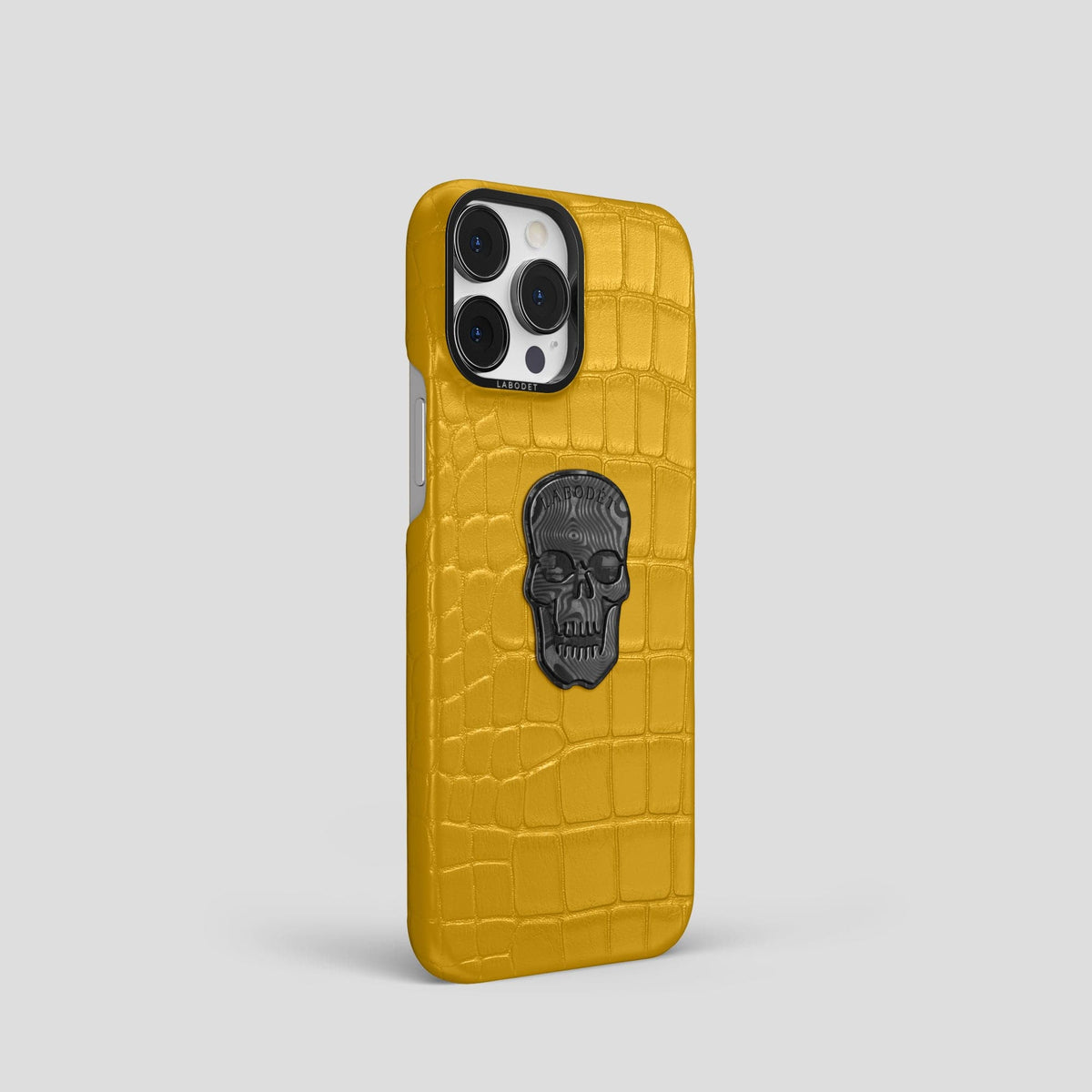 Yellow iPhone 13 Pro Classic Case Alligator with Black Metal -2 | Yellow-Black