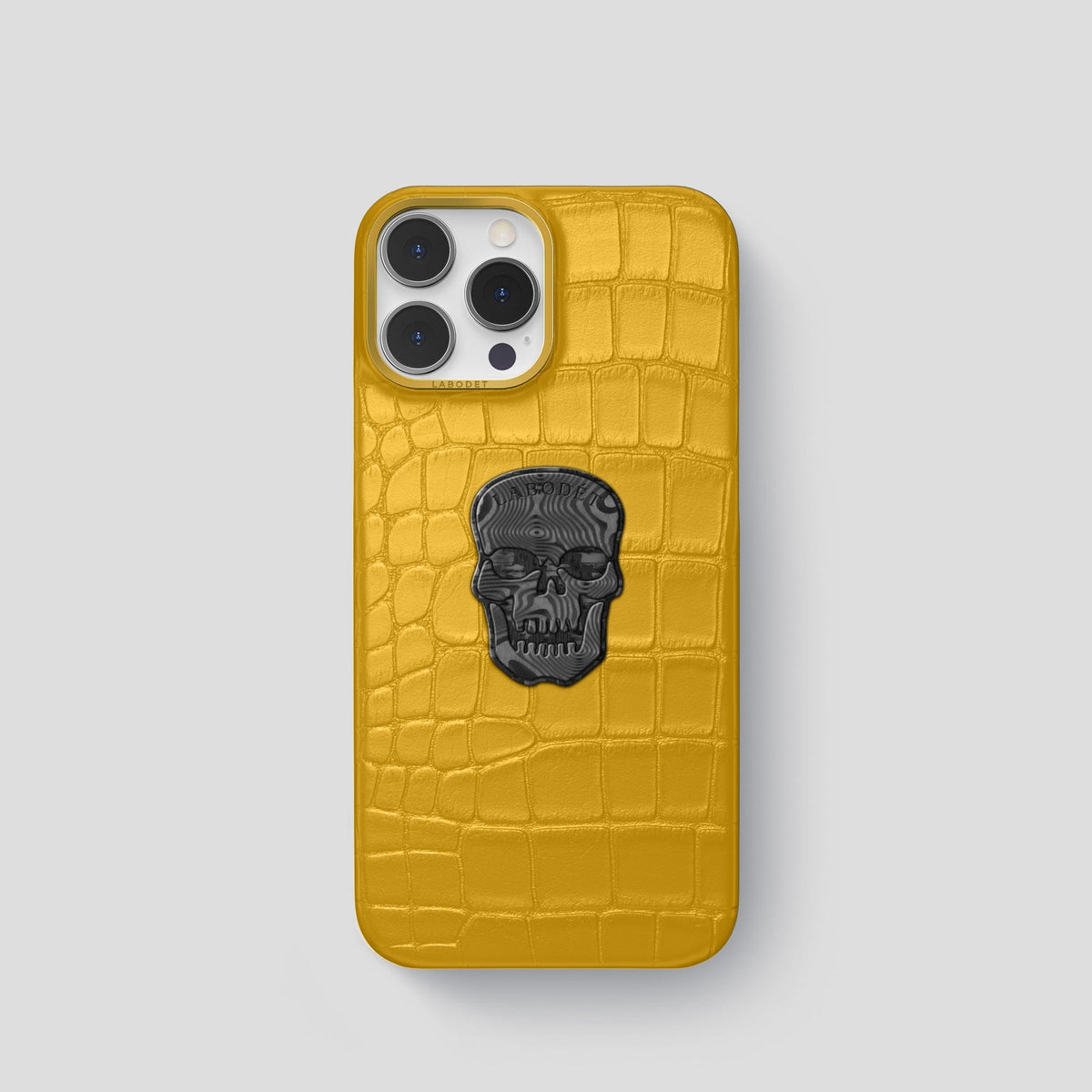 Yellow iPhone 13 Pro Classic Case Alligator with Gold Metal -1 | Yellow-Gold