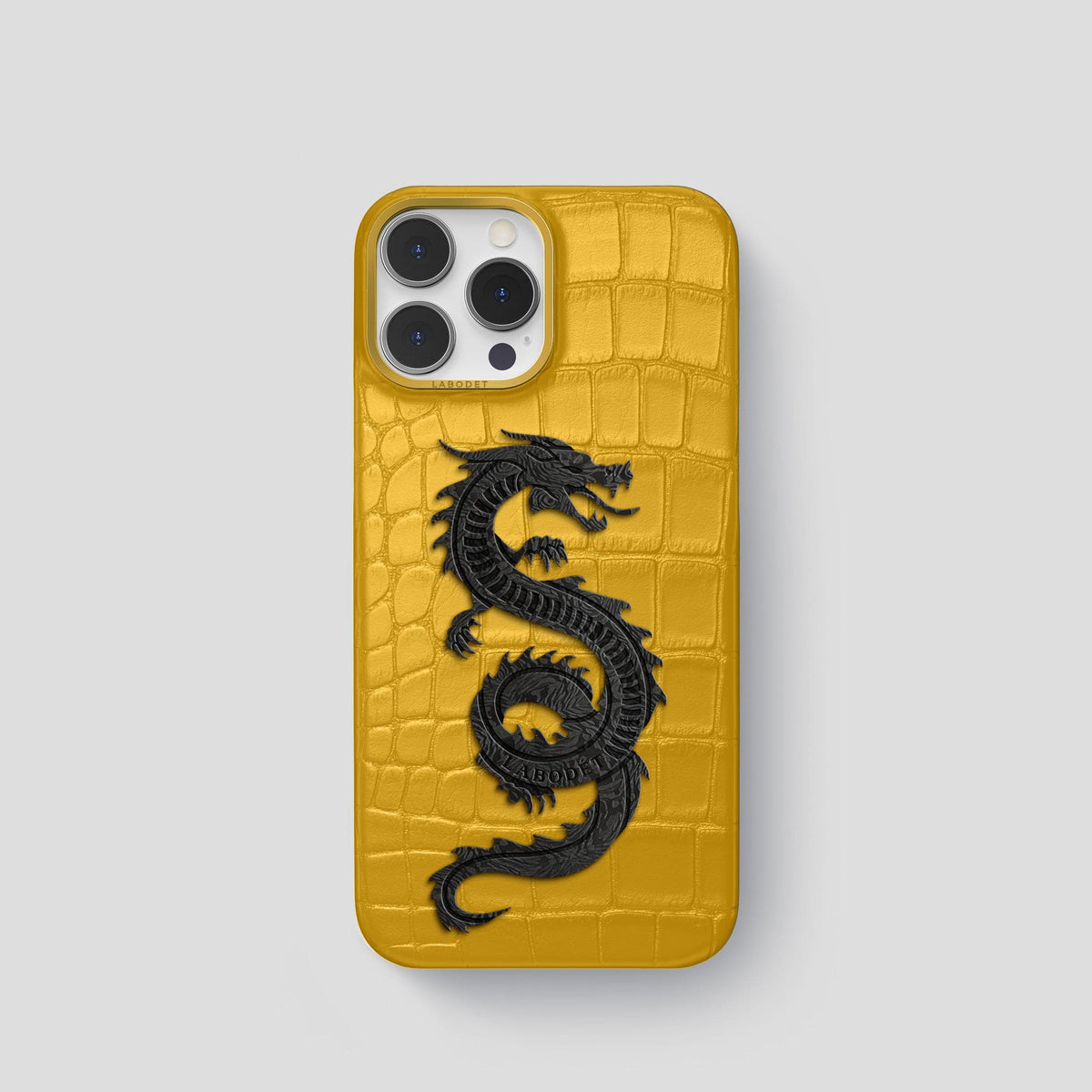 Yellow iPhone 13 Pro Classic Case Alligator with Gold Metal -1 | Yellow-Gold