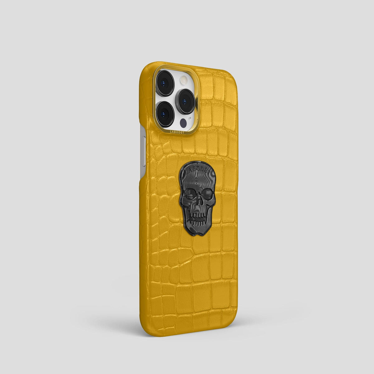 Yellow iPhone 13 Pro Classic Case Alligator with Gold Metal -2 | Yellow-Gold