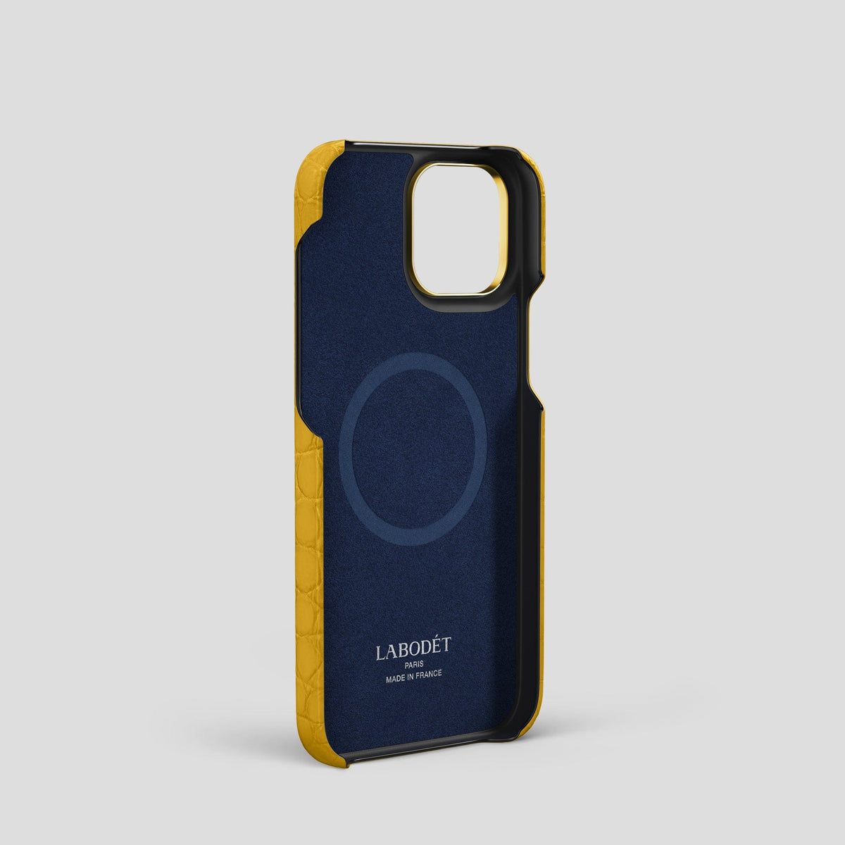 Yellow iPhone 13 Pro Classic Case Alligator with Gold Metal -4 | Yellow-Gold