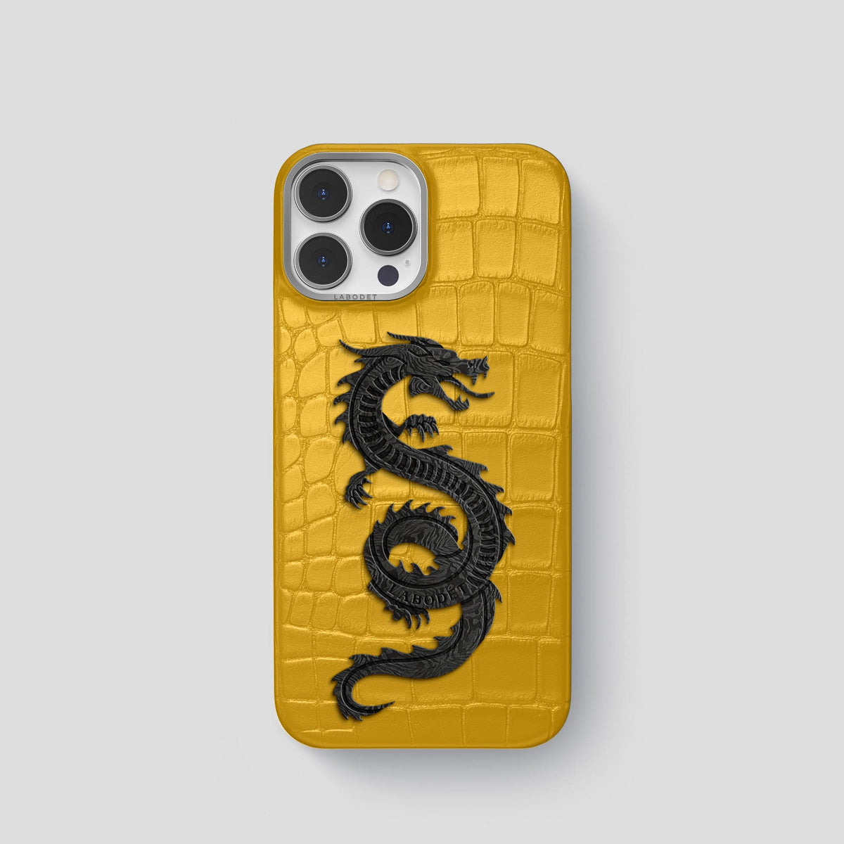 Yellow iPhone 13 Pro Classic Case Alligator with Steel Metal -1 | Yellow-Steel