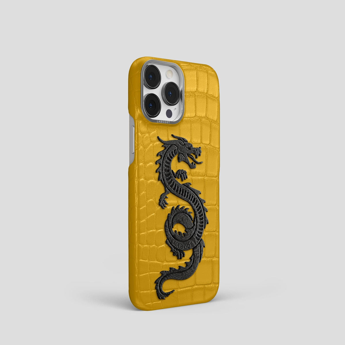 Yellow iPhone 13 Pro Classic Case Alligator with Steel Metal -2 | Yellow-Steel