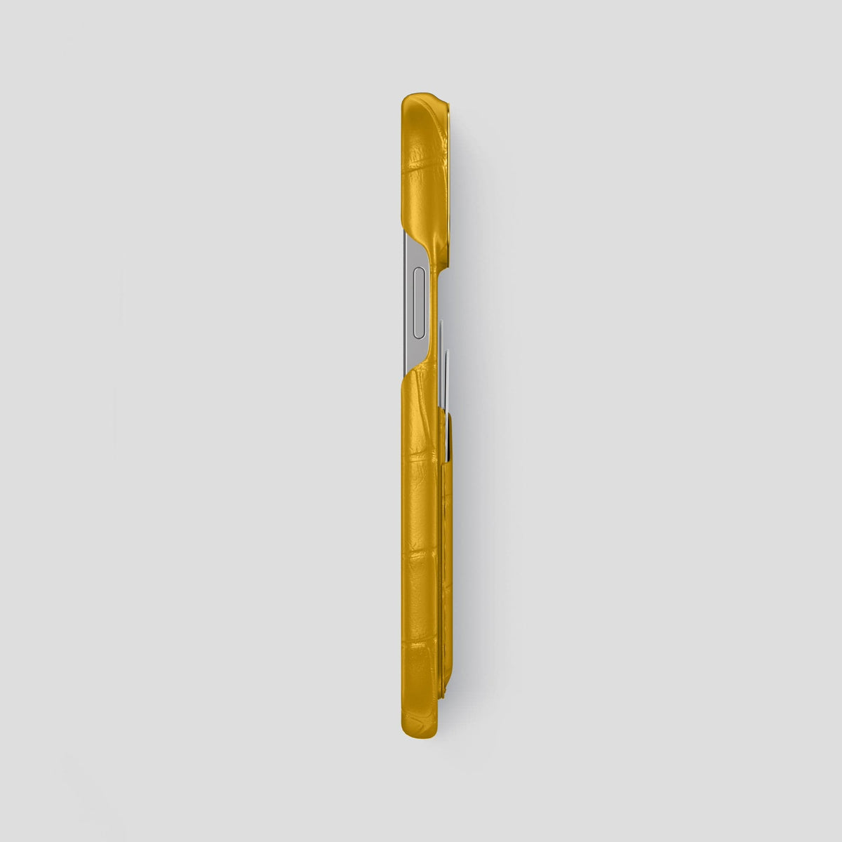 Yellow iPhone 13 Pro Max Card Case Alligator with Gold Metal -3 | Yellow-Gold
