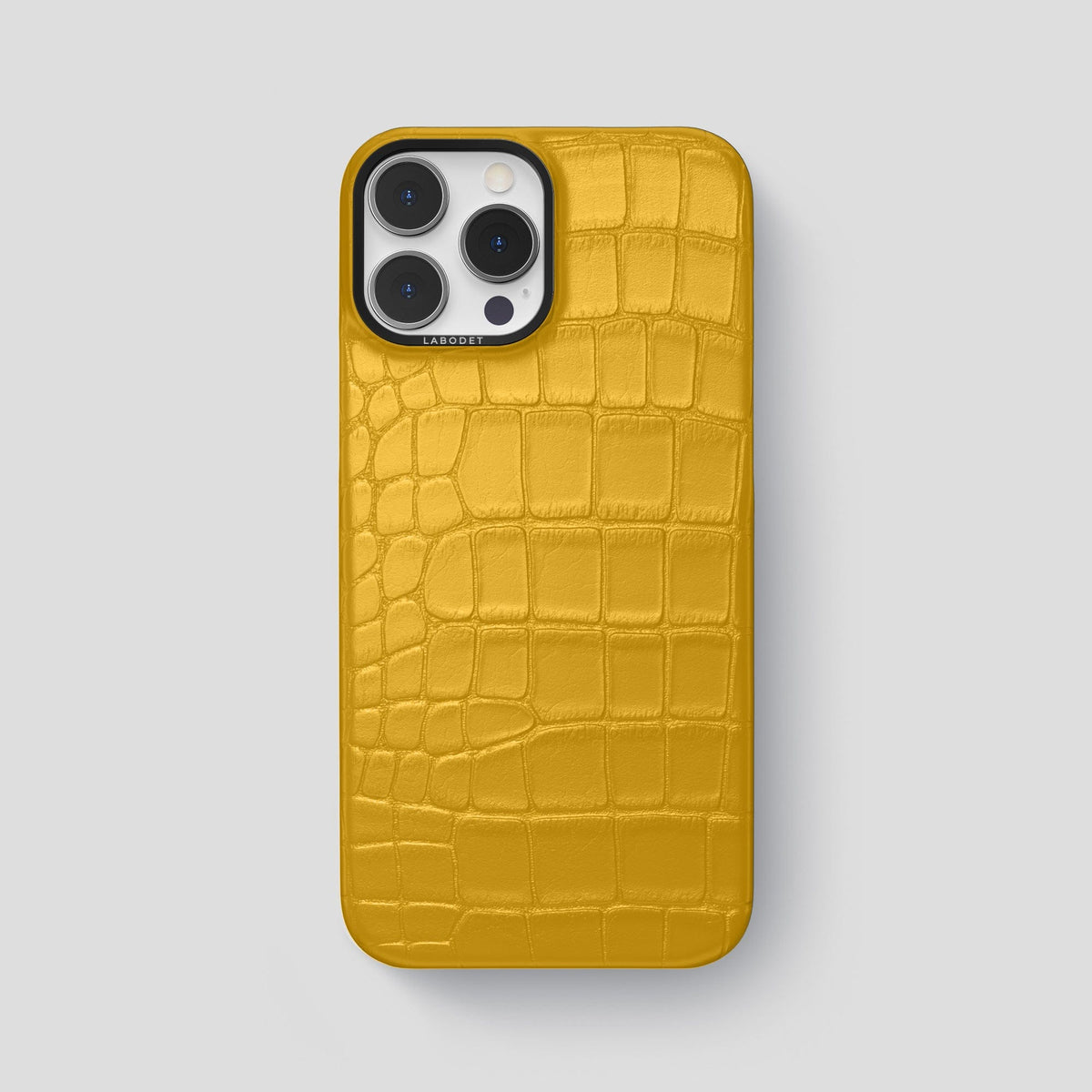 Yellow iPhone 13 Pro Max Classic Case Alligator with Black Metal -1 | Yellow-Black